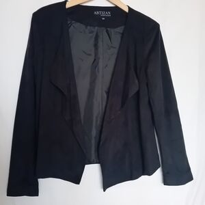 Artizan Robin Barré Women's Black Draped Front Open Blazer Jacket - M